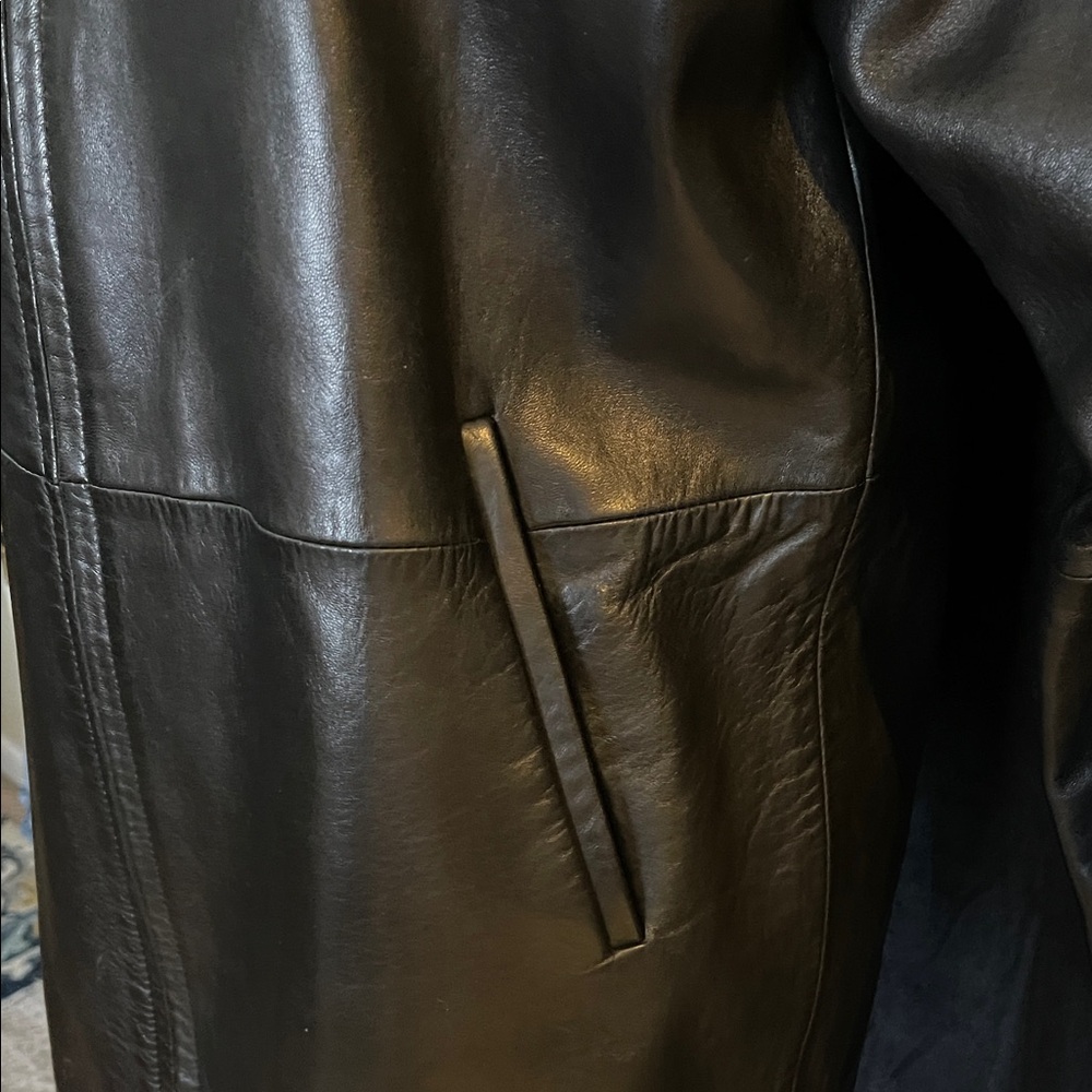 Ellen Tracy Black Leather Jacket with Gold Zipper - Picture 8 of 8